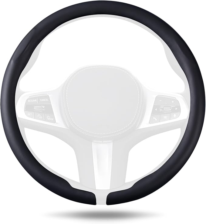 Aimato Car Steering Wheel Cover, Ultra-Thin Car Steering Wheel Cover,Comfortable & Breathable Microfiber,Universal Fit for Most Cars, Black