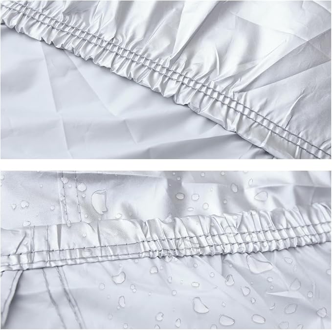 uxcell 3XL Silver Tone 190T Car Cover Outdoor Weather Waterproof Scratch Rain Snow Heat Resistant W Mirror Pocket 490 x 180 x 160cm