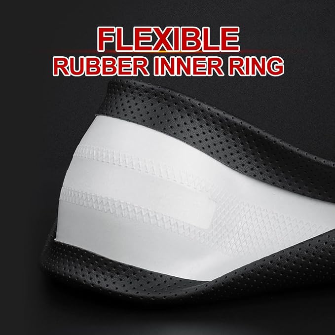 HAOTULE New Nappa Leather car Steering Wheel Cover，for Car Truck SUV 15 inch (Black)