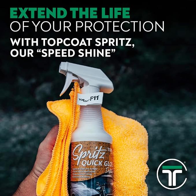 TopCoat Spritz Quick Detailer Spray and Waterless Car Wash Spray - Wash, Clean and Shine Your Car, Truck, Scooter, RV and Motorcycle Without Water - 16 oz