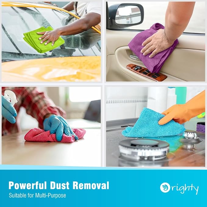 Orighty Microfiber Cleaning Cloth, Cleaning Rags, 24 Pack, 12x11 in | Microfiber Towels for Cars, Soft Highly Absorbent Rag, Lint Free Cloths for Car Care, House, Kitchen