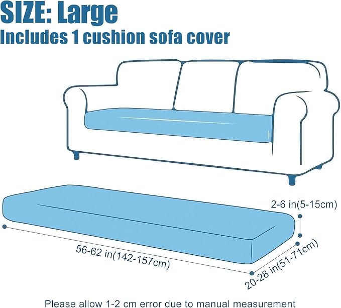 Smiry Waterproof Couch Cushion Covers, Stretch Jacquard Thick Sofa Cushion Covers, Washable Seat Slipcover Elastic Furniture Protector for Pets, Kid (Large, Apricot)