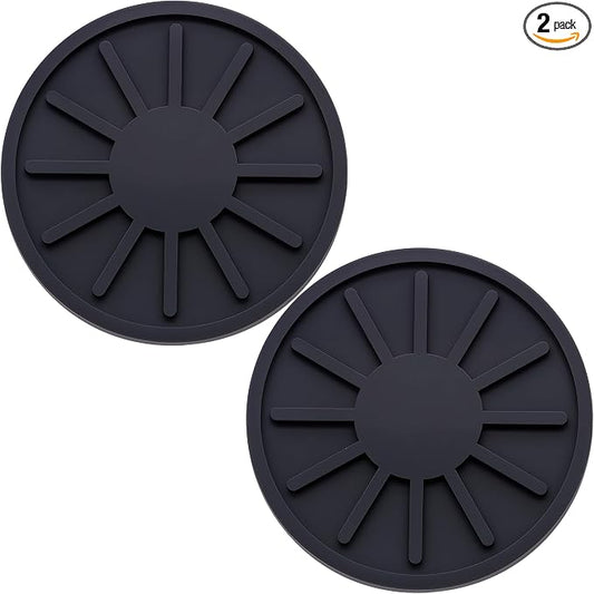 2-Piece Non-Slip Car Cup Holder Coaster – 2.75 Inch Auto Insert, Universal Fit for Cars & SUVs – Durable & Easy to Clean Drink Mat (Black)