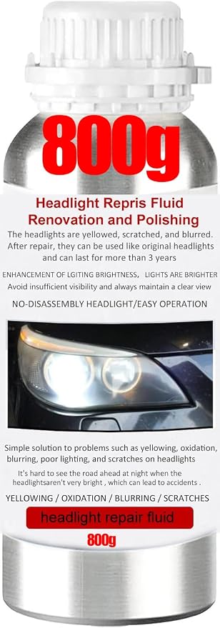 VCTSELITY 800g Headlight Restoration Liquid | Headlight Polishing Repair Fluid, Headlight Polish Restoration, Remove Yellowing/Scratch/Haze/Oxidation/Vague