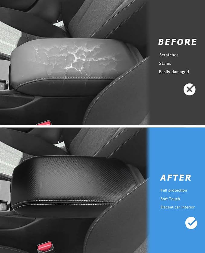 INTGET for 2026 Honda Accord Accessories 2023 2024 2025 Center Console Armrest Cover Leather Car Arm Rest Box Lid Middle Console Seat Cover Protector (Carbon Fiber, 2023+)