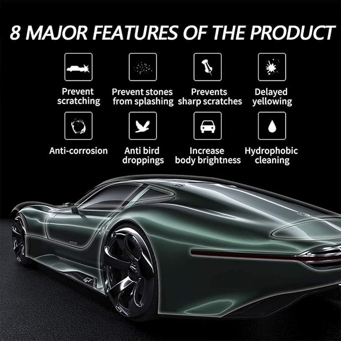 Lypumso Clear Vinyl Wrap, Transparent Protective Self Adhesive Car Wrap Film Vinyl Without Bubble Gloss Paint for DIY Car Moto Interior Exterior (Clear, 1ft x 10ft)