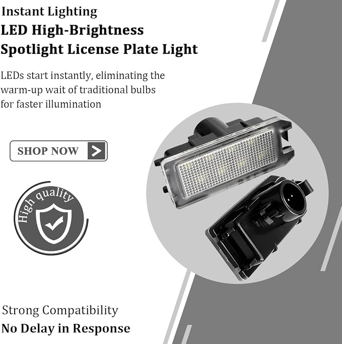 Car LED License Plate Light, 2PCS Bright Vehicle Rear Tag Lamp Assembly, Automotive Exterior License Plate Lights OEM# 68228930AA Replacement, Compatible with Grand Cherokee