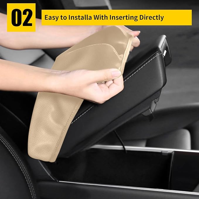 AOMSAZTO Console Covers for 2012-2015 Civic Honda Beige Armrest Cushion for Civic