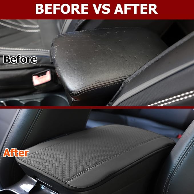 8sanlione Car Armrest Storage Box Mat, Fiber Leather Car Center Console Cover, Car Armrest Seat Box Cover Accessories Interior Protection for Most Vehicle, SUV, Truck, Car (Gray)