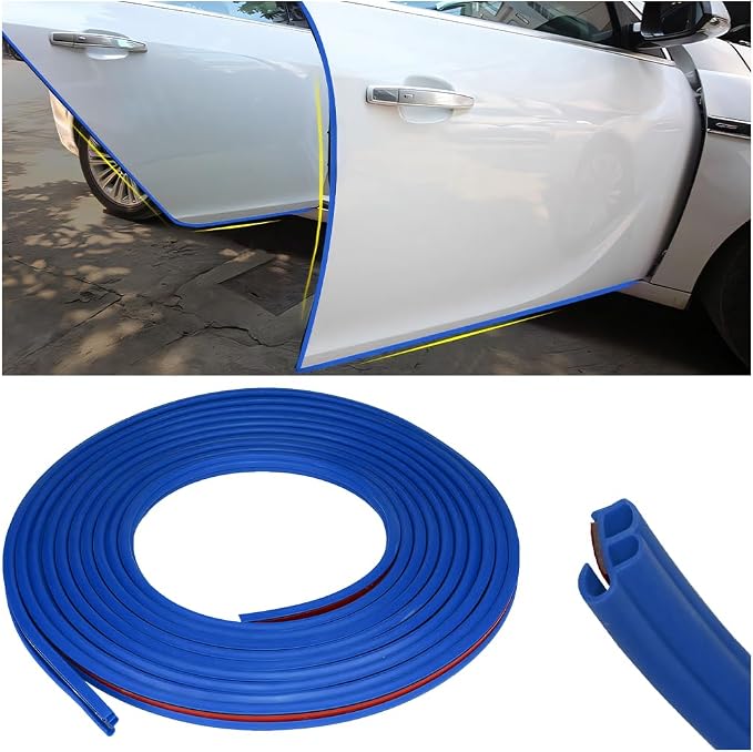 Osilly Car Door Rubber Seal Strip, 32.8Ft Self Adhesive Weather Stripping Automotive Edge Trim, Weatherstrip Soundproof Vehicle Tailgate Window Sealing Cover, Universal for SUV RV Truck (Blue)