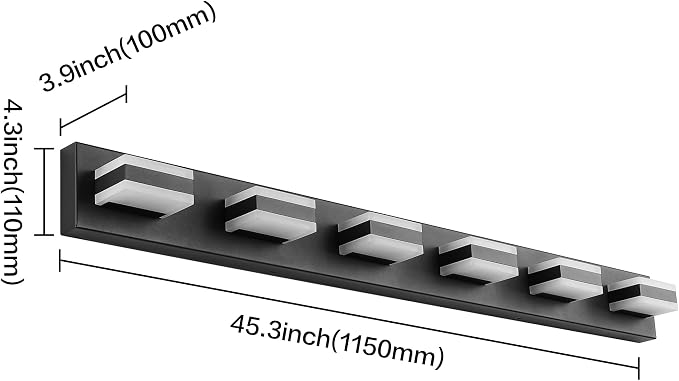 SOLFART 5 Color Temperature Adjustable Modern Vanity Light6 Lights Black Bathroom Light FixturesIndoor LED Bar Lighting 5 Color Temperature Adjustable 5CCT ETL Listed