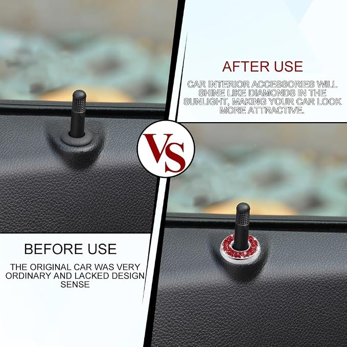 4PCS Bling Car Inner Door Lock Covers, Bling Car Accessories, Crystal Auto Decals for Women Girls, Sparkly Rhinestones Auto Door Bolt Decorations Compatible with B-e-n-z A/B/C/D/E Class