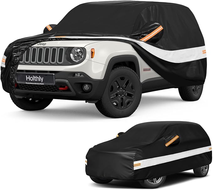 10 Layers SUV Car Cover Custom Fit for Jeep Renegade (2014-2026), Waterproof All Weather for Automobiles, Outdoor Full Cover Sun Dust Rain Protection with Cotton. Black