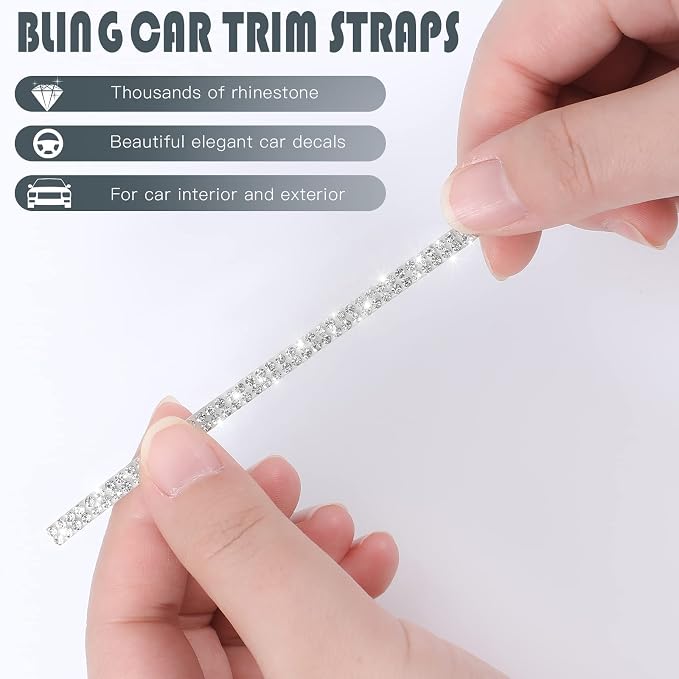 Kingdder 65.6 ft Bling Car Trim Self Adhesive Bling Car Accessories for Women Rhinestone Strip Glitter Diamond Sticker DIY Line Molding Dashboard Decal Shiny Auto Stuff for Interior Exterior Decor