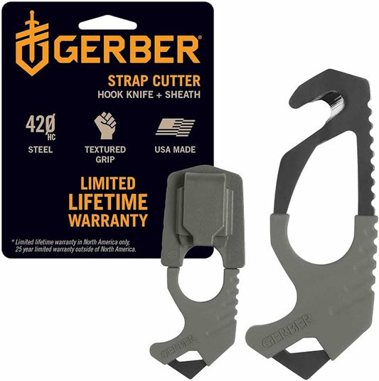 Gerber Gear Seatbelt Strap Cutter Escape Tool with Lanyard Hole and Glass Breaker, Made in USA, Green, 5 x 2.5 x 1 inches Pocket Size | Vehicle emergency tool, cuts seatbelts, breaks windows, lanyard hole, pocket size, made in the USA, essential car sa...