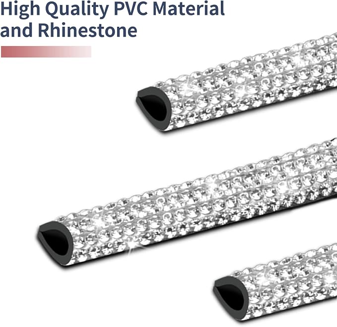 INSAUTO Bling Car Vent Outlet Trim,Bling Car Accessories for Women and Girls,10Pcs Rhinestone Car Air Conditioner Vent Decoration Strip(White)