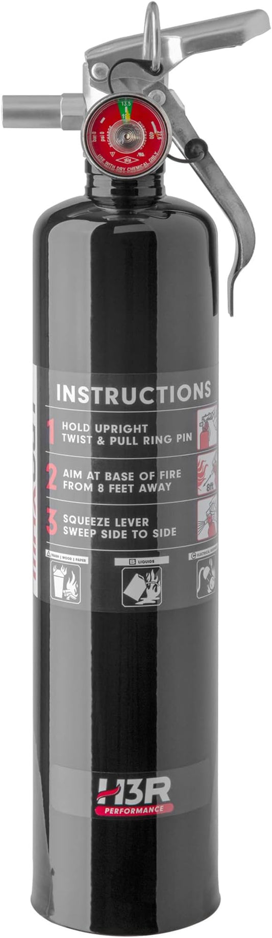 MaxOut ABC Fire Extinguisher for Vehicle, Marine & Home Safety | Car, Truck, Off-Road, UTV, RV, Boat | Refillable Dry Chemical | Mounting Bracket | UL Listed, USCG Approved | 2.5 lbs Black