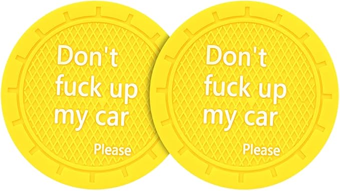 2 Pack Car Cup Holder Coasters, 2.75 Inch Non-Slip PVC Insert Cup Coaster, Anti-Scratch Auto Cup Mats for Women Men, Vehicle Interior Accessories Universal for Car, SUV, Truck (D Yellow/2PCS)