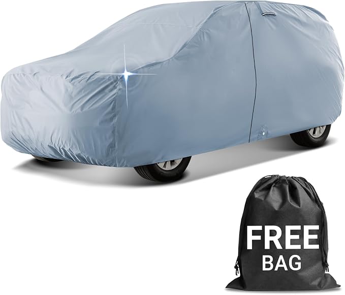 iCarCover 18-Layer SUV Car Cover Waterproof All Weather, UV Sun Protection Full Car Covers for Automobiles, CJ-5, Wrangler, FJ40, Tracker 2-Door, Sidekick 2-Door, Size S56 (See Size Chart)