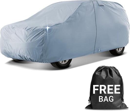 iCarCover 18-Layer SUV Car Cover Waterproof All Weather, UV Sun Protection Full Car Covers for Automobiles, Venue, Soul, XB, Defender 90, Tracker 4-Door, Samurai, Size S59 (See Size Chart)
