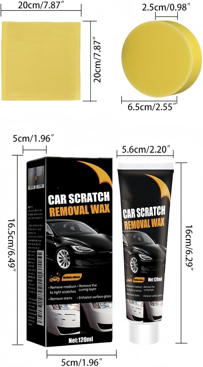 2026 New Car Scratch Removal Wax, Scratch Remover for Vehicles, Upgrade Car Scratch Remover for Deep Scratches, Car Polishing Wax Scratchs Remover Cars Paint Scratchs Repair Kit Wipe Sponge