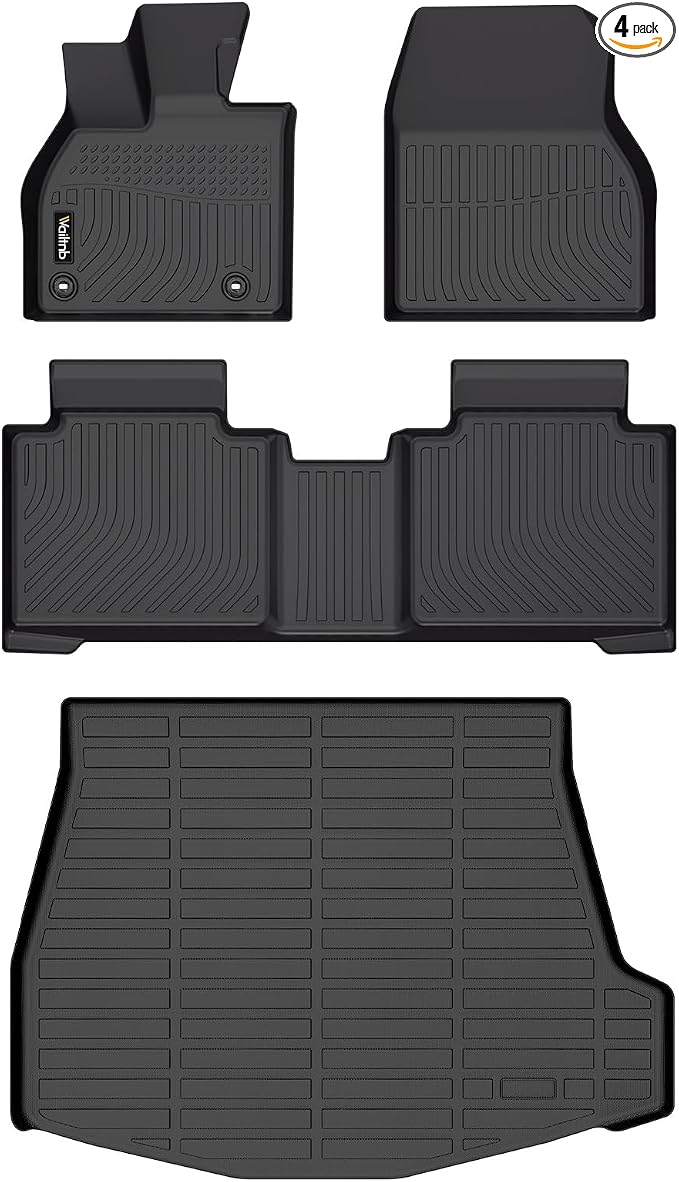 Wailtnb-Floor Mats & Cargo Liner for Subaru Solterra 2023-2026 & Toyota BZ4X 2023-2025 & BZ 2026 Waterproof Durable All Weather Automotive Floor Liner Custom Fit for Solterra Accessories Black