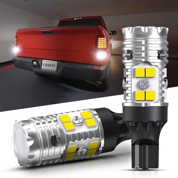 LASFIT 921 LED Reverse Backup Light Bulbs Fit for 2009-2018 Ram 1500 2500 3500 & 2019-2024 Ram 1500 Classic, 6000K Cool White Super Bright OEM 912 W16W T15 Cargo Lights Replacement, 2 pcs