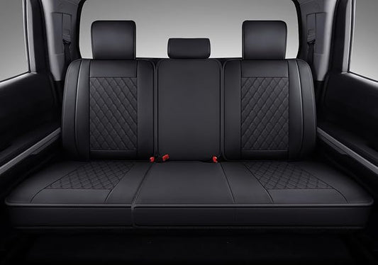 Coverado Tundra Seat Covers, Back Leather Car Seat Covers for Trucks, Automotive Seat Covers Protector Custom Fit 2007-2021 Toyota Tundra(Rear Seat Cover/Black)