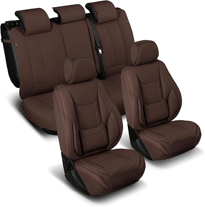 Coverland Custom Truck Car Seat Covers Full Set for [2012-2016 Ford F250 F350 F450 Super Duty Crew Cab Bucket Seats w/XL Trim 40/60 Bench w/o Armrest] - Seat Cover Protector [Full Set-Dark Brown]