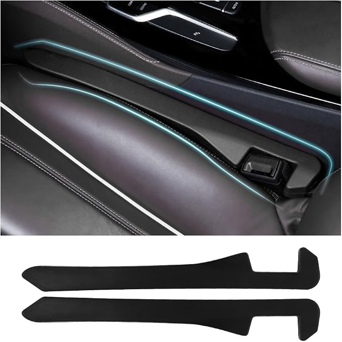 2PCS Car Seat Gap Filler - Elastic Car Seat Gap Filler Organizer Universal for Car Truck Suv Between Seat and Console - Prevent Items from Droping - Add Style to Your Car Accessories (Black/2pcs)