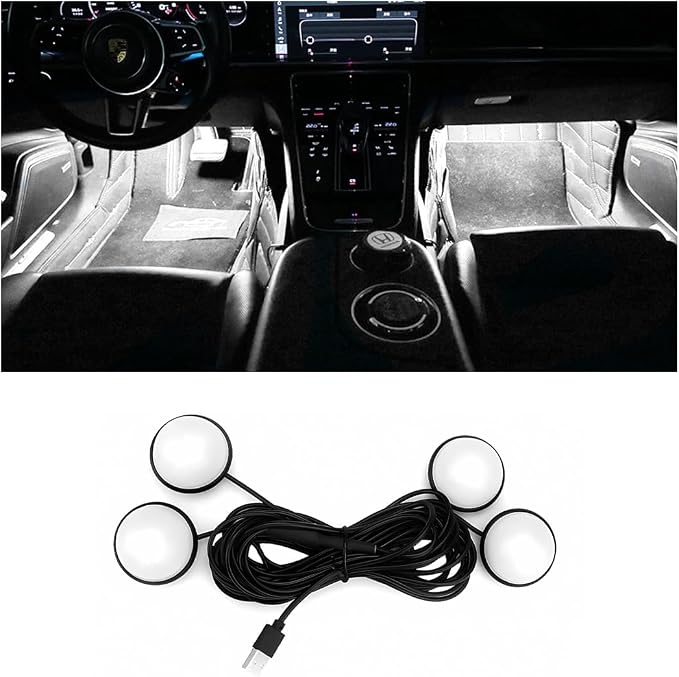 BESULEN Car Interior LED Lights, Automotive Ambient Neon Light Kit with USB Port, Car Accessories, Gifts for Men and Women, 4 in 1 Decoration Lights for Car, Garden, Home, Party（White）