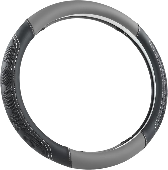 GIANT PANDA Car Steering Wheel Cover for Toyota RAV4,Camry,Highlander,Corolla,Prius,Tacoma, Standard Size - Black+Gray