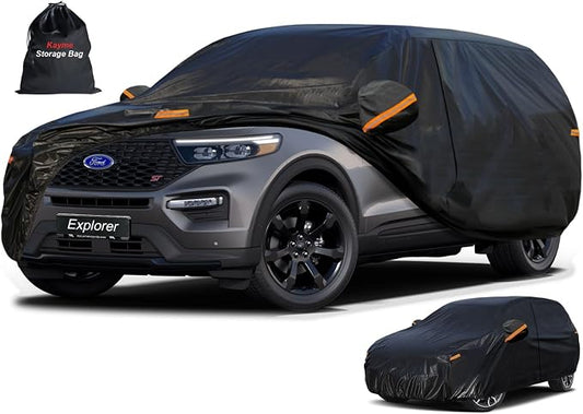 Kayme 7 Layers SUV Car Cover Custom Fit for Ford Explorer (2006-2025) Waterproof All Weather for Automobiles,Outdoor Full Cover Rain Sun UV Protection.Black