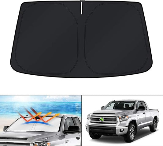 KUST Windshield Sun Shade for Toyota Tundra 2007-2019 2020 2021 Custom Fit Sunshade Accessories Sun Visor Protector Foldable Block UV Rays
