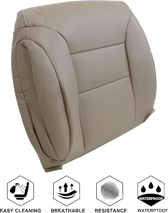 NLQR Front Both Side Bottom & Back Replacement Leather Seat Covers Compatible with Chevy Silverado Tahoe Suburban Sierra Yukon 1995 1996 1997 1998 1999 Med Neutral Tan #522