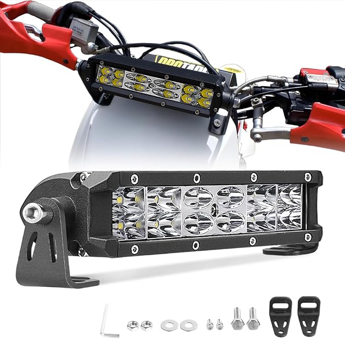 6 Inch LED Light Bar, 7000LM Spot Flood Combo LED Off Road Driving Fog Light bar for ATV UTV Electric Dirt Bike E-Bike Minibike Motorcycle Truck