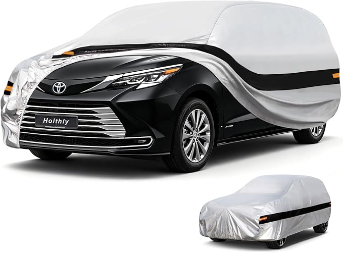 10 Layers Minivan Car Cover Waterproof All Weather for Automobiles,100% Waterproof Outdoor Car Covers Rain Snow UV Protection.Custom Fit Toyota Sienna,Honda Odyssey,Chrysler Town&Country,etc