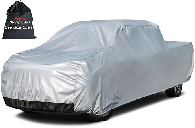 Kayme Truck Cover Waterproof All Weather - See Vehicle Size Chart - Heavy Duty Outdoor Pickup Cover Sun Uv Rain Protection, Universal Fit Most Extended Cab Long Bed, Length Up to 248 inch.