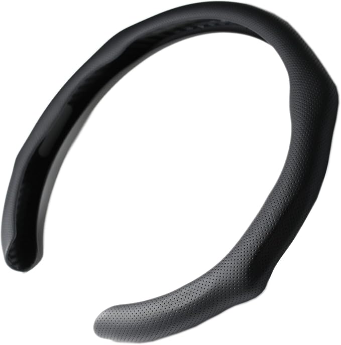 Quick Install Sporty Black Perforated Nappa Leather Steering Wheel Cover for All 14½ to 15 inches Car Sedan Coupe SUV Pickup 14.5 to 15