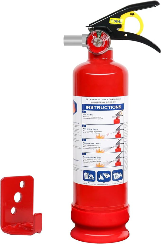 ABC Dry Powder Fire Extinguishers, 2.5lb 1A:10B:C Multi-Class Fire Safety Gear with Quick Release Handle, Portable Fire Extinguisher for Home Kitchen Car Truck RV Boat Office