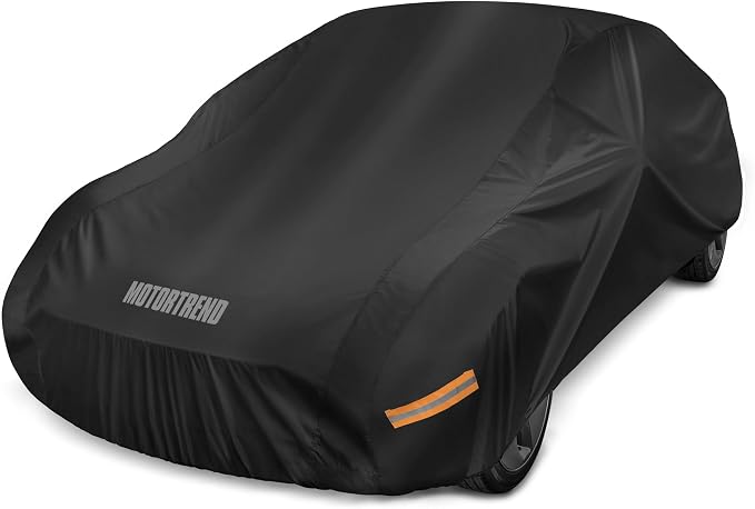 Motor Trend SafeKeeper All Weather Black Car Cover - Advanced Protection Formula - Waterproof 6-Layer for Outdoor Use, for Sedans Up to 210" L