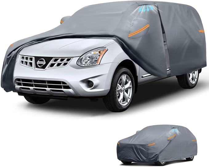 Waterproof Nissan Rogue(2007-2026) Car Cover with Breathable Vents, [Upgrade] Premium Covers with Cotton Liner and Zipper Door, Sun Rain Snow Dust Uv Protection.(Gift with Towel)