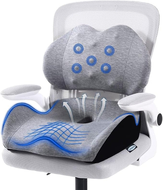 X Large Memory Foam Seat Cushion Lumbar Support Pillow for Sciatica & Tailbone Pressure Relief Coccyx Pad for Office Chair, Car,Wheelchair,Home,Office