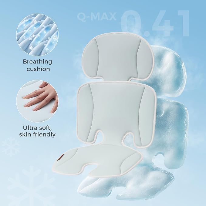 Momcozy Stroller Cooling Pad | Universal Soft Cooler Pad, Breathable & Adjustable Seat Liner | Detachable 2-Piece Cooling Cushion | Fits Strollers, Crib, High Chair, Bassinet, Swing