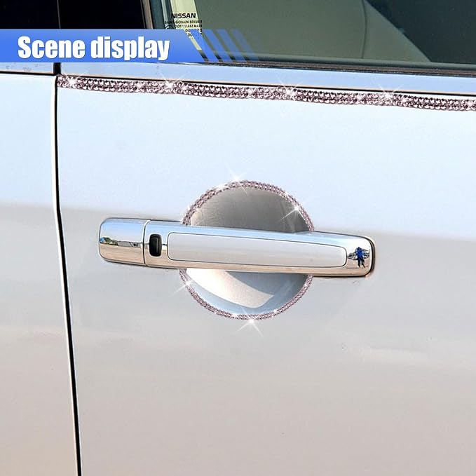 BDZMC Bling Car Self Adhesive Strip, 16.4 Ft Crystal Rhinestone Strips, Car Dashboard, Door Line Molding Decoration Stickers, Universal Automotive Exterior Accessories for Women Girls (Pink)