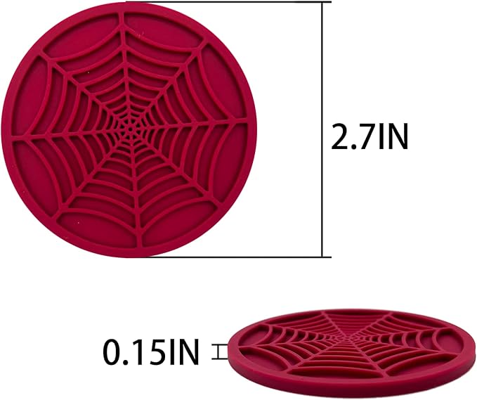 Car Cup Holder Coaster, 2 Pack Universal Auto Anti Slip Cup Holder Insert Ornaments Coaster, Durable, Suitable for Most Car Interior Accessories (red-Spider web-2pack)