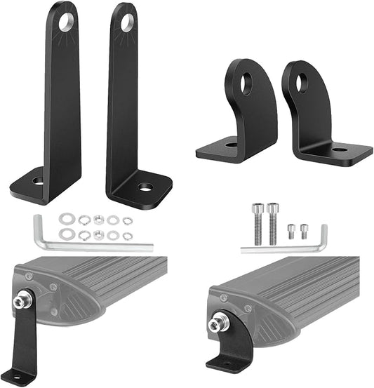 2 Pack Light Bar Mounting Brackets, SWATOW INDUSTRIES Universal LED Light Bar Mounts for Single Row Straight/Curved Lights Bracket Side-Mounted L-Shape for Truck Pickup Wrangler ATV UTV
