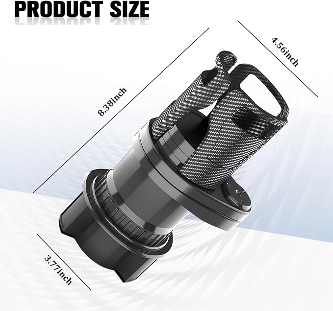 Car Cup Holder Expander, 2 in 1 Multifunctional 360° Rotating Water Bottles Holder Extender Adapter with Adjustable Base, Automotive Insert Drink Cup Adapter, Universal for Vehicles (Black)