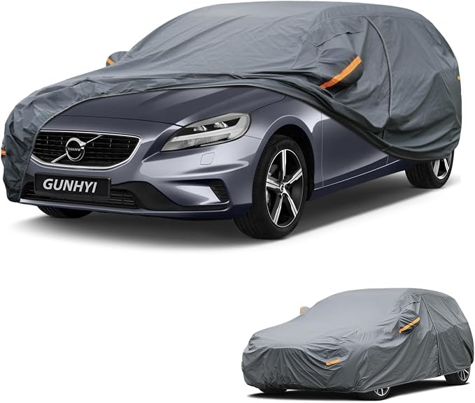 GUNHYI Premium Car Cover Custom Fit Volvo V40(2012–2020), 16 Layers Heavy Duty Car Cover Waterproof All Weather with Zipper Door for Sun Rain Snow Dust Uv Protection