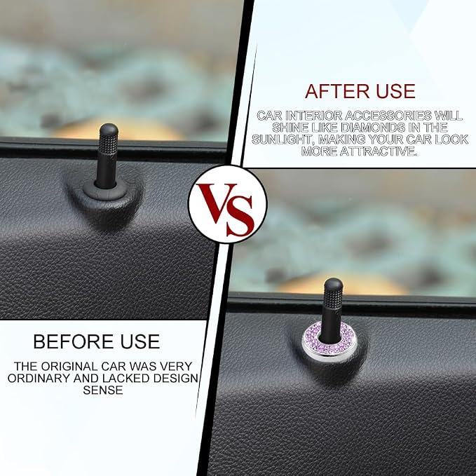 4PCS Bling Car Inner Door Lock Covers, Bling Car Accessories, Crystal Auto Decals for Women Girls, Sparkly Rhinestones Auto Door Bolt Decorations Compatible with B-e-n-z A/B/C/D/E Class